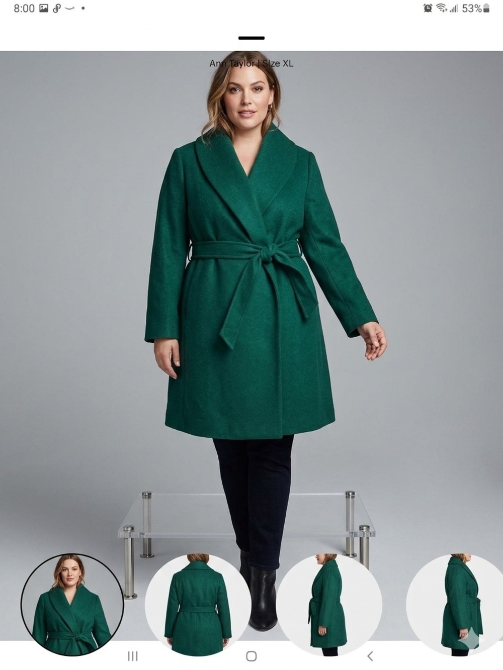 Ann Taylor Emerald Green Coat with Tie Detail